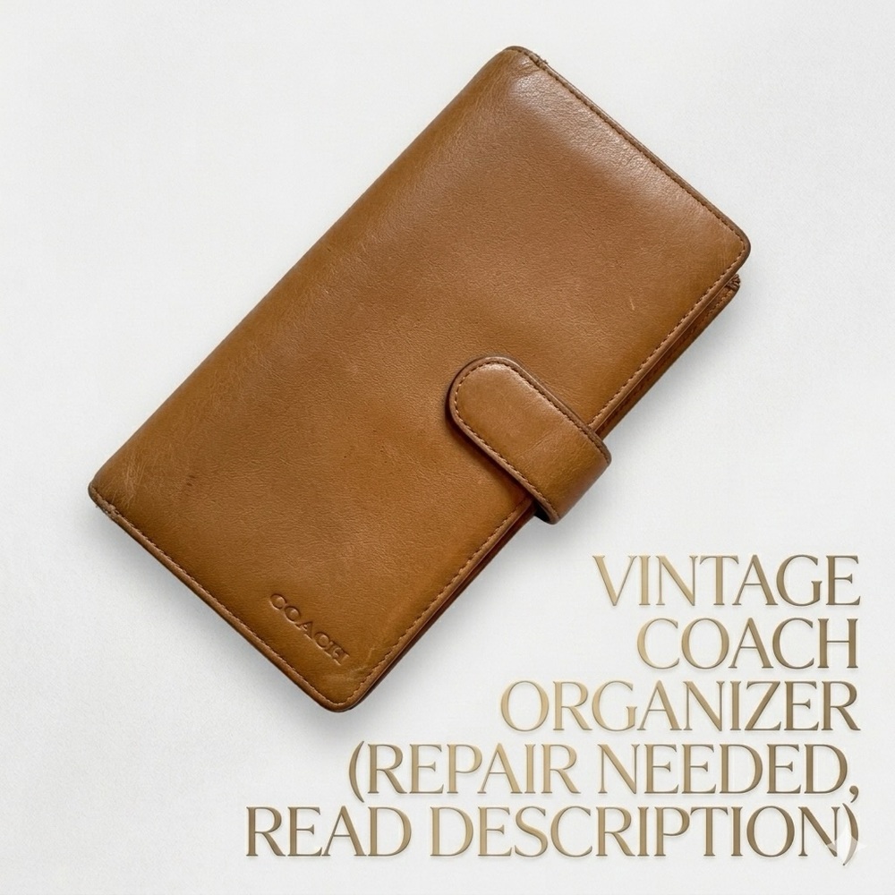 Vintage COACH Tan Leather Long Bifold Organizer Checkbook Cover AS-IS